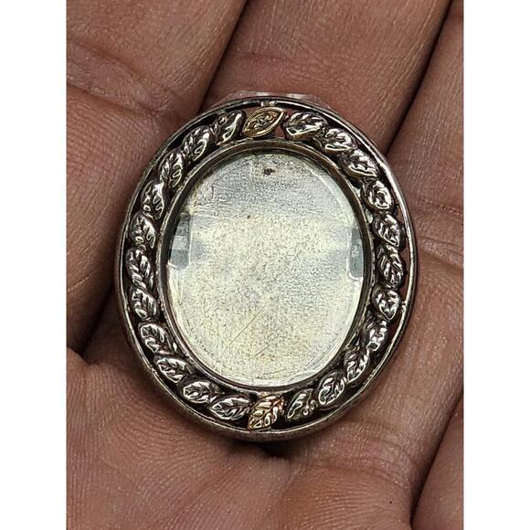 10K - Diamond - 925 Sterling Silver Brooch Pendant-Stand-Locket Love Photo Frame - Picture 3 of 10